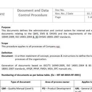 General IATF Procedure Package